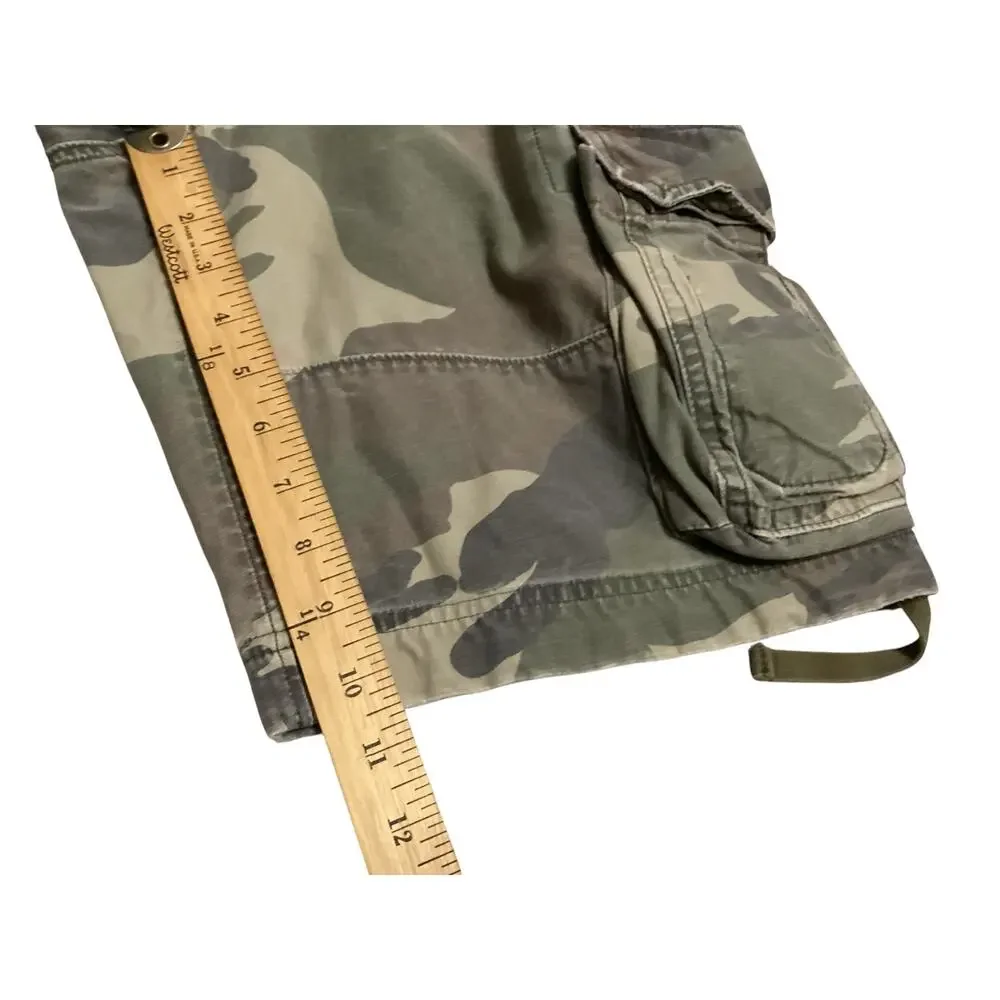 VTG Abercrombie & Fitch Y2K Camo Cargo Shorts Mens Camouflage Drawstring Utility
